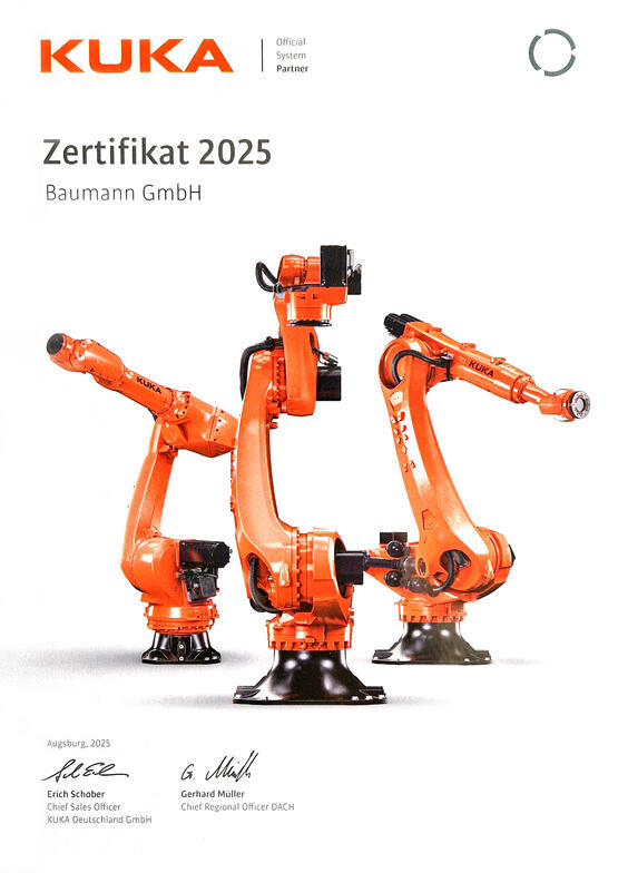 Kuka Zertifikat Systempartner 2025